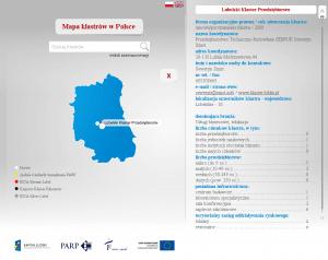 Interaktywna Mapa Klastrów w Polsce wg. PARP